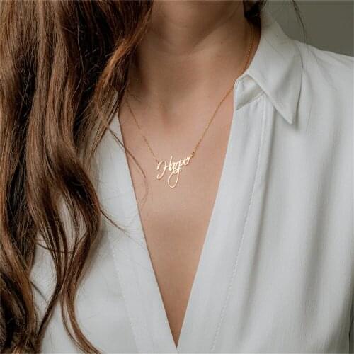 Tangula Custom Name Necklace Personalized Stainless Steel Nameplate Font Elegant Minimalist Women Family Jewelry Christmas Gift
