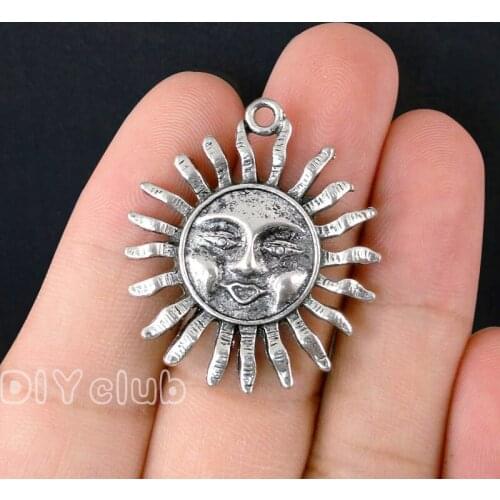 20pcs- Antique Silver / Bronze Sun Charms pendants 33x29mm