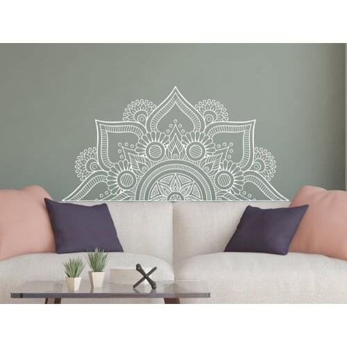 Half Mandala Wall Decal Bedroom Headboard Vinyl Stickers Living Room Decor Namaste Flower Wall Stickers Sofa Background G192