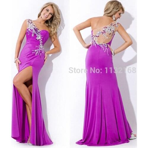 Sexy Backless cheap Purple mint High slit Sweetheart Chiffon Evening dresses Prom Dresses cheap formal evening dresses hot 2016