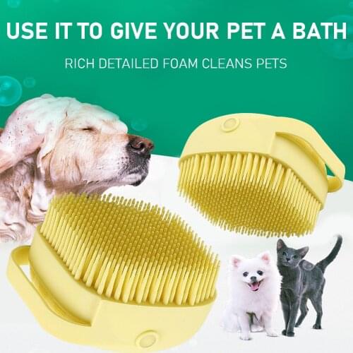 Pet Dog Shampoo Brush 80ml Cat Massage Comb Grooming Scrubber Brush For Bathing Short Hair Soft Silicone Rubber Supplies