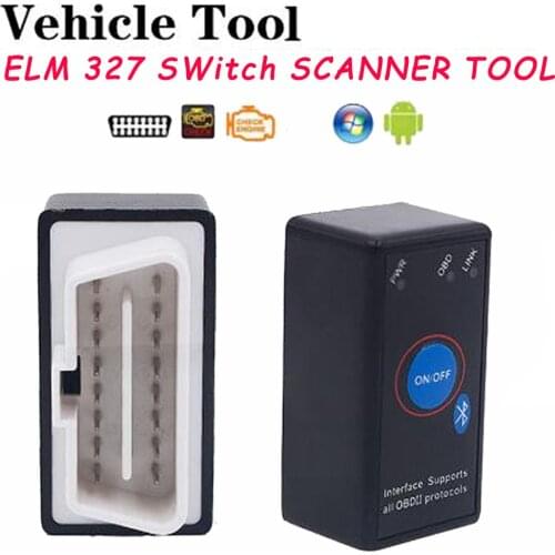 Super Mini ELM327 Bluetooth ELM 327 Power Switch V2.1 On/Off Button OBD2 Car Diagnostic Tool Multi-Languages For OBDII Protocols