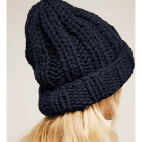 Knitted Hat Women Braided Crochet Wool Knit Beanie Beret Ski Ball Cap Baggy Soft Winter Warm Hat