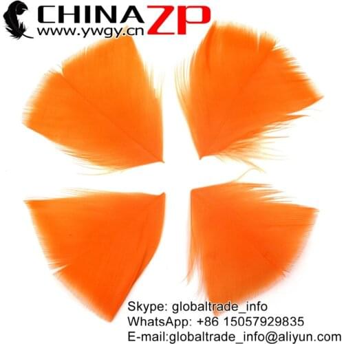 CHINAZP Factory 3~7cm 100Pcs/lot High Quality Dyed Orange Turkey Feathers Petal Trimmed Wholesale for Craft