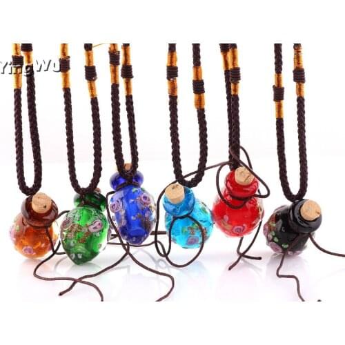 Yingwu 6pcs lot Wholesale essential oil necklace diffuser jewelry perfume necklaces diffuser murano glass pendants wholesale