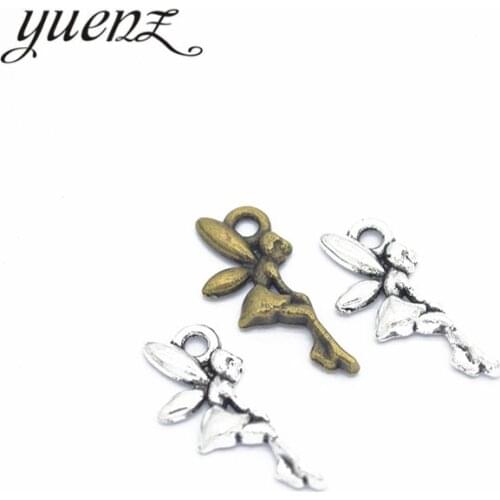 YuenZ 40pcs 3 color Antique Silver color angel Charms Zinc alloy Pendant Jewelry DIY Necklace earring 19*8mm I221