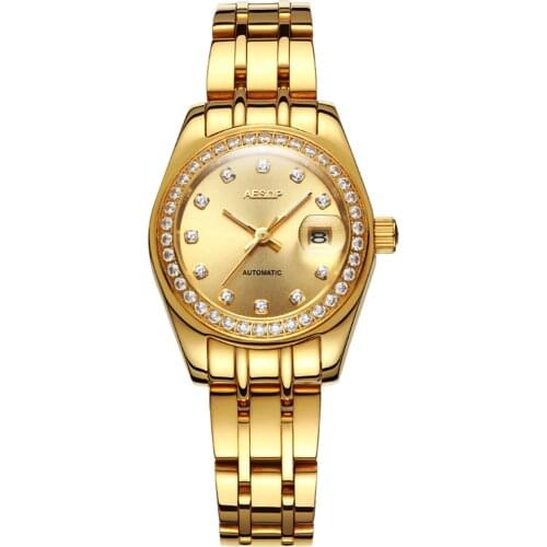 AESOP Gold Luxury Women Japan Movement Mechanical Automatic Watch Ladies Stainless Steel Sapphire Female Clock Relogios Feminino