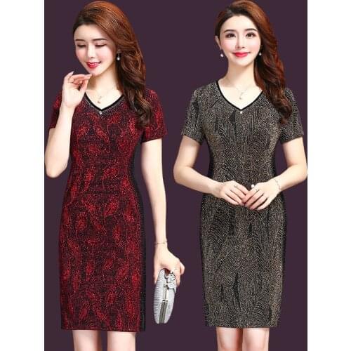 High Quality Beautiful New Autumn Ersion Silk Slim Simple Elegant Printing Women Dress V-neck Designs Office Lady Dresses