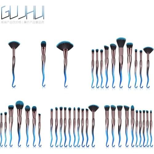 1 / 7/10 Pcs Blue and Black Beauty Tools sword hook Makeup brush fan Brushes Foundation brush contour Brush