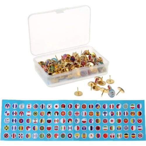 194pcs/box Map Tacks National Flag Glue Thumbtack Push Pins Notice Board Markers