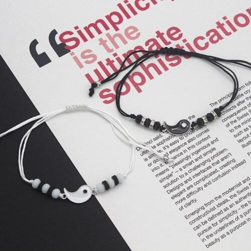 Romantic Cute 2Pcs Couple Bracelets Adjustable Rust-proof Alloy Fadeless Stylish Bracelet Pendants for Women