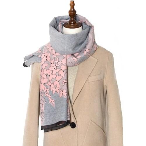 2020 Spring and autumn brand design ladies cashmere scarf soft double-sided jacquard print butterfly handkerchief scarf