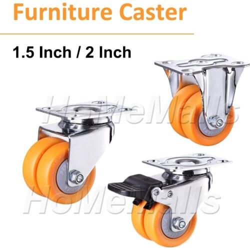 1/2/4pcs 1.5/2 inch 360 Degree Swivel Caster Nylon Material Wheels Silent Fixed Directional Casters For Workbench or Trolley