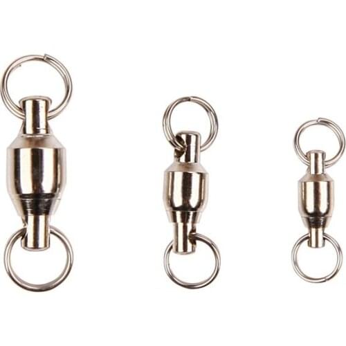 30pcs Ball Bearing Swivel with Solid Ring Stainless Steel Fishing Swivels Fishing Hooks Accessories 0# 1# 2# 3
