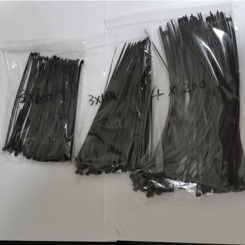 300pcs Combination Set Self-Locking Plastic Nylon Wire Cable Zip Ties 3(1.9)x100 3(1.9)x150 4(2.6)x200 Black Or White