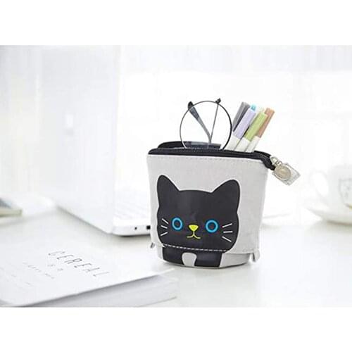 Cat Sliding Pencil Case Box Unique Design Telescopic Pencil Bag Stationery Box Canvas Material Pencil Cases For Children Gifts
