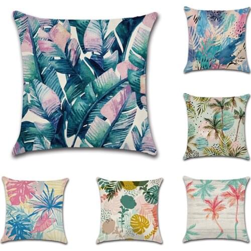 Sofa Decorative Cushion Cover Tropical Plant Leaf Colorful Summer Pillow Pillowcase 45*45cmThrow Pillow Home Decor Pillowcover