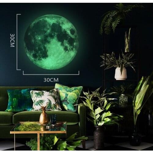 30cm 3D Luminous Moon Sticker Earth Cartoon DIY Fluorescent Wall Sticker Removable Glow In The Dark Sticker For Kids Room