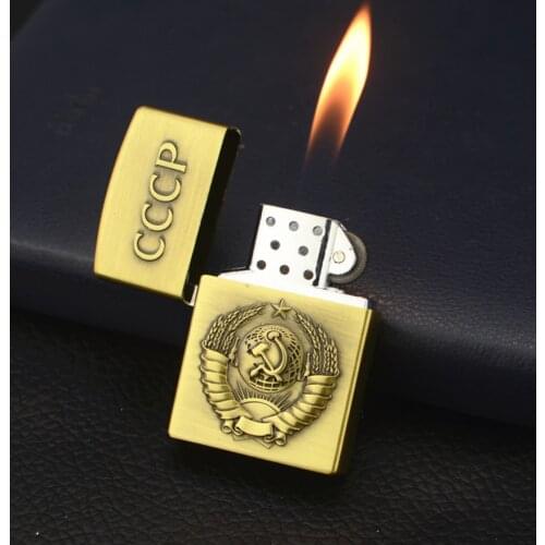 Gas cigarette lighter Stereoscopic Relief CCCP New Creative Grinding Wheel Butane inflatable For Men Gadgets Smoking Accessories