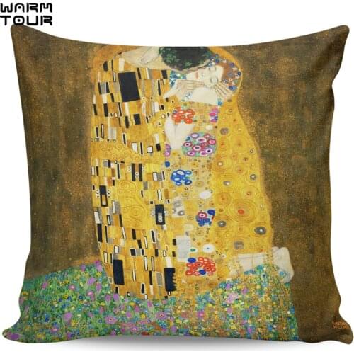 Gustav Klimt The Kiss Pillow Covers Cases Pattern Cover Cushion Pillowcase Square Print