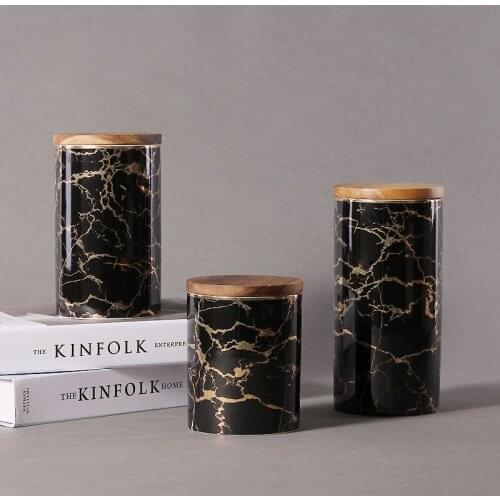 Ceramic Kitchen Canisters with Airtight Seal Bamboo Lid Ceramic Canister for Dry Goods and Food