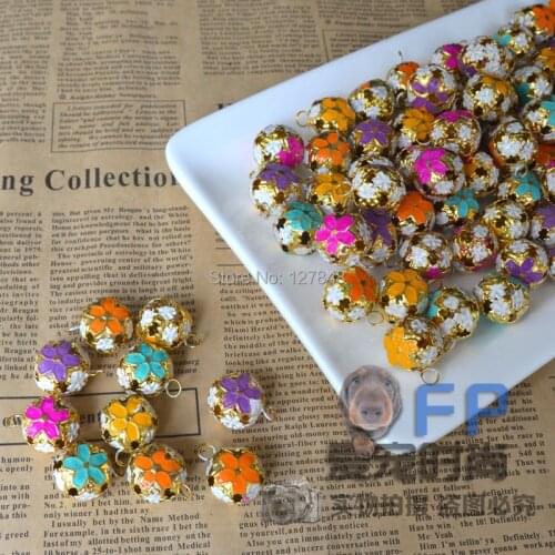 Wholesale Cats cloisonne bell carved colored pet bell 18MM 100pcs/lot