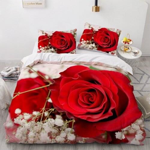 3D Plant Flower Rose Bedding Sets Color Duvet Quilt Cover Set Red Comforter Bed Linens With Pillowcase Luxury Home Texitle