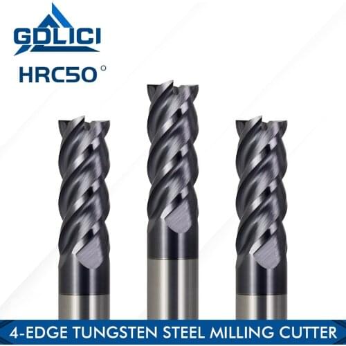 GDLICI HRC45 Carbide End Mill Tungsten Steel Milling Cutter Milling Cutting Tools Alloy EndMills CNC Machine Metal Milling Tools