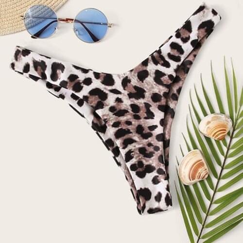 Leopard Print Short Bottoms Biquini Swim Ladies Swimsuit Women Briefs Bikini Bottom Side Ties Brazilian Thong Swimsuit #T1P