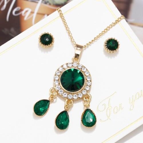 MINHIN Trendy Wedding Jewelry Sets Women Girls Fashion Rhinestone Jewelry Flower Necklace Pendant Earrings Set
