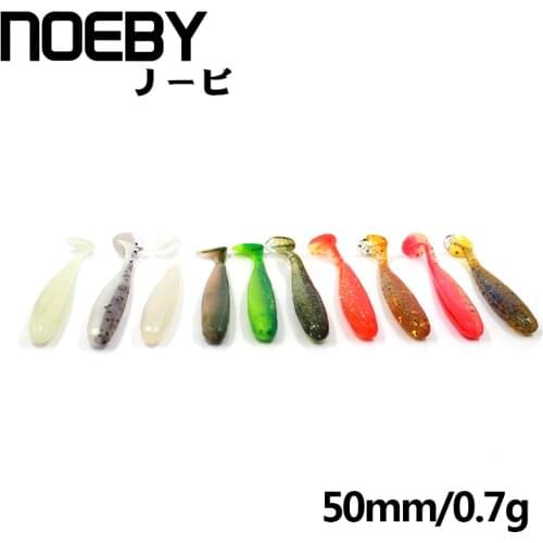 NOEBY 8pcs/lot Soft Lure 50mm/0.7g T-Tail Fishing Lure Fake Fish Silicone Baits Swimbait Fishing Tackle