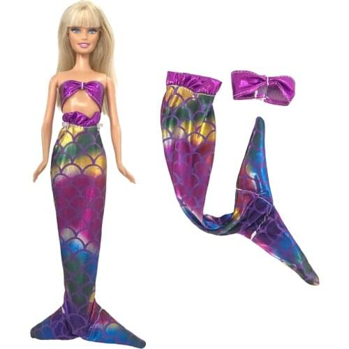 NK 1 Pcs Purple Doll Dress Fashion Mermaid Tail Swimsuit Outfits for Barbie Doll Accessories Play House Dressing Up Toy 8X