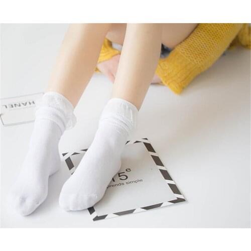 Spring Lace Ruffles Socks Cotton Lovely Frilly Edge Girls' Women Socks Sweet Casual Tube Lady Vintage Socks B604