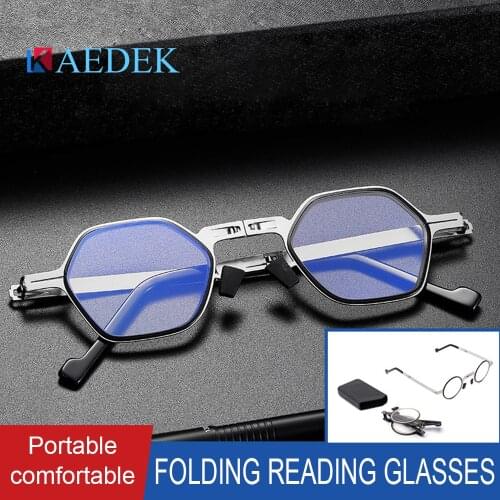 KAEDEK New Portable Folding Reading Glasses Ultra Thin Metal anti blue-ray Proof Reading Glasses For Both Men And Women