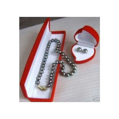 7-8mm black freshwater pearl necklace earrings