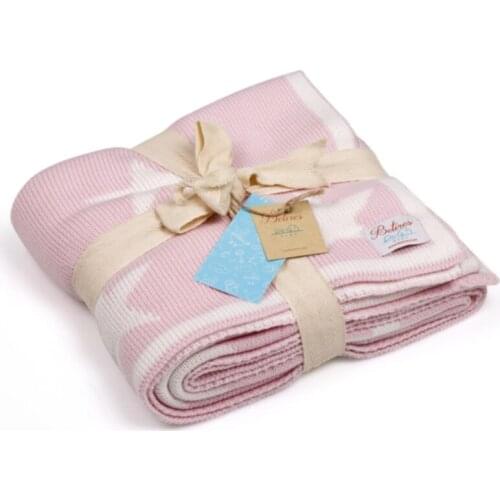 Unisex Pink Knit Baby blanket 90x90 cm