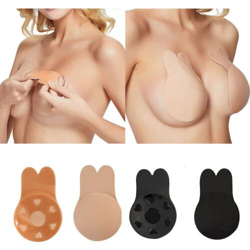 2pcs/1 Pair Rabbit Ear Reusable Silicone Bust Nipple Cover Pasties Stickers Breast Adhesive Invisible Bra Lift Tape