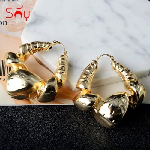 Sunny Jewelry 2021 Fashion Copper New Design Hoop Earrings For Women High Quality Large Style Stereoscopic Classic Party Gift