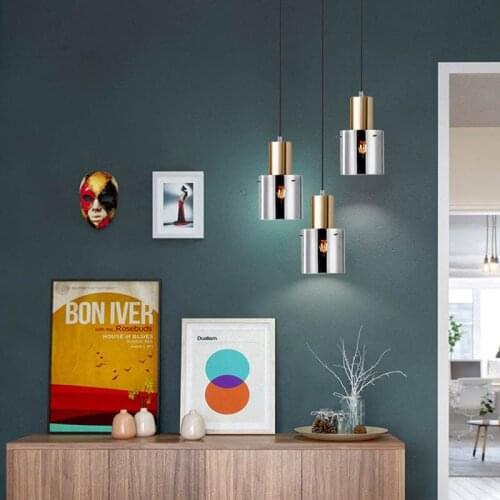 Nordic glass pendant light post modern simple coffee bar dining room lamp creative bedroom bedside pendant lamp