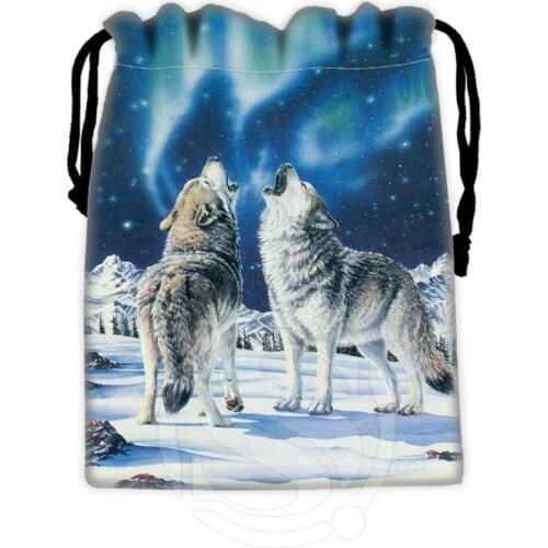 Hot Custom WOLF Drawstring Bags Custom Storage Bags Storage Printed Receive Bag Compression Type Bags 18X22cm