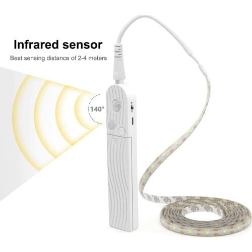 Motion Sensor LED Cabinet Light 1M 2M 3M Under Bed Stairs Wardrobe Lamp Tape Waterproof 5V USB LED Strip Closet Night Light