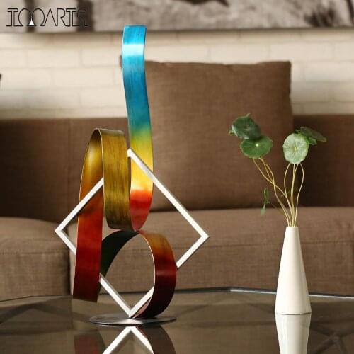Tooarts Square and Ribbon Modern Sculpture Abstract Sculpture Metal Sculpture Indoor-Outdoor Home Furnishing Decoration Crafts