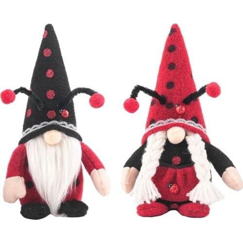 Spring Gnome Ladybug Swedish Tomte Elf Dwarf Thanksgiving Day Gift Home Kitchen Farmhouse Tiered Tray Decor