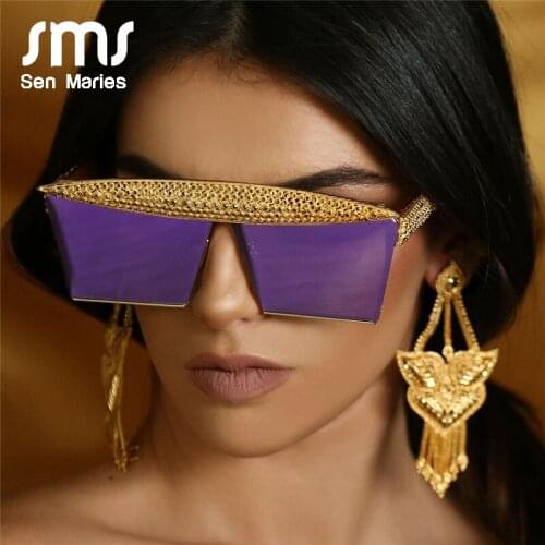 Vintage Square Sunglasses Women Men 2020 Luxury Flat Top Fashion Metal Steampunk Sun Glasses Shades Glasses UV400 Oculos Men