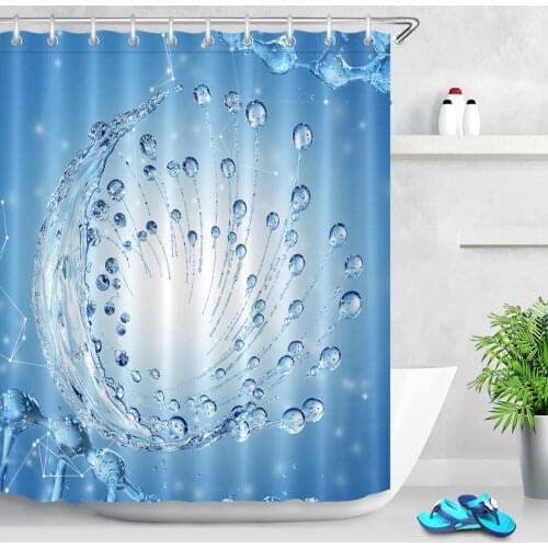 Fantasy Blue Waterproof Shower Curtain Bathroom Curtains Fabric Eco Friendly Cloth Creative Water Drop Printing Home Decorative