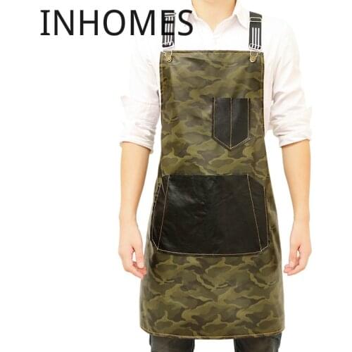 Waterproof Apron Camouflage Custom Logo Men Women Work Clothes Oil-proof Anti-fouling Tea Shop Hairdress Barber Overalls Uniform