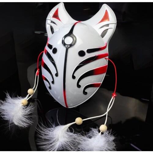 Japanese Fox Masks Cat Face Mask PVC Japanese Style Wind Fox Anime Cosplay Costumes Rave Masquerade Cosplay Props for Adult