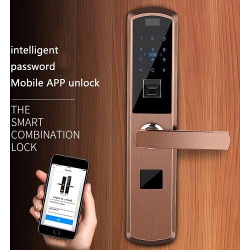Password lock access control slide glass card APP smart door lock Smart fingerprint lock door lock electronic semi-automatic