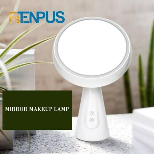 FSTENPUS Led Vanity Mirror Net Red Mirror Desk Top Female with Lamp Intelligent Desk Top Dormitory Desk Lamp Make-up Makeup