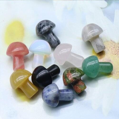 1pc Mini Mushroom Statue Natural Stones Carved Decoration Quartz Hand Polished Healing Crystal Reiki Trinket Gift Room Ornament